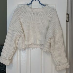 chunky white crop top sweater